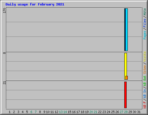 Daily usage for February 2021